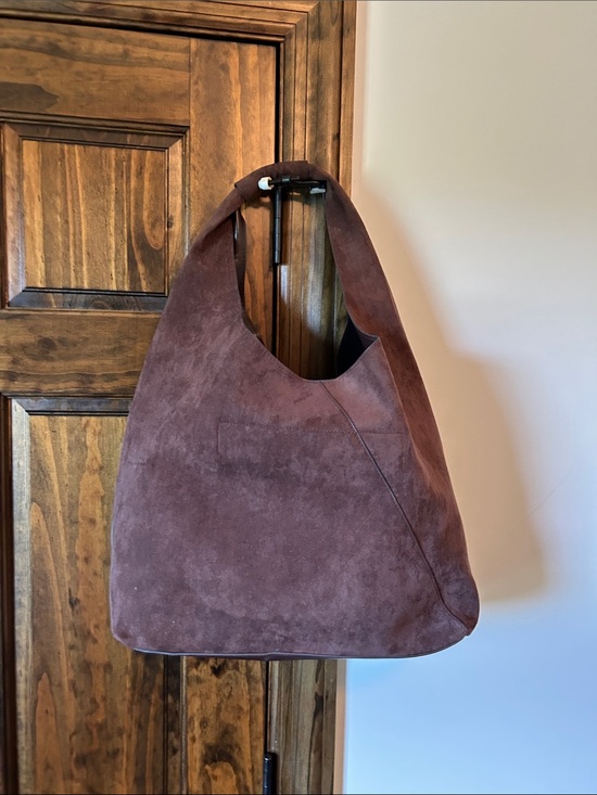 unbranded Handbags - Soft Suede Hobo Bag in Deep Brown Shoulder Tote